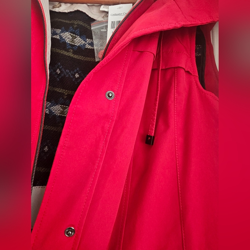 NWT Coldwater Creek All Weather Vest Long Dover Red Petite Small - Picture 6 of 16